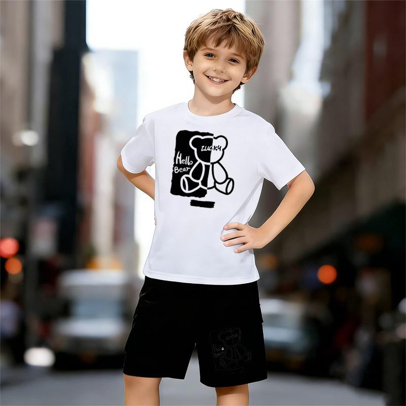 Boys 2 Piece Hello Bear Themed Printed Outfit, Short Sleeve T-Shirt and Shorts Set for Kids Age 5-14,Black and White Sporty Casual Summer Clothes 13-14 Years білий
Boys 2 Piece Hello Bear Themed Printed Outfit, Short Sleeve T-Shirt and Shorts Set for Kids Age 5-14,Black and White Sporty Casual Summer Clothes 13-14 Years білий