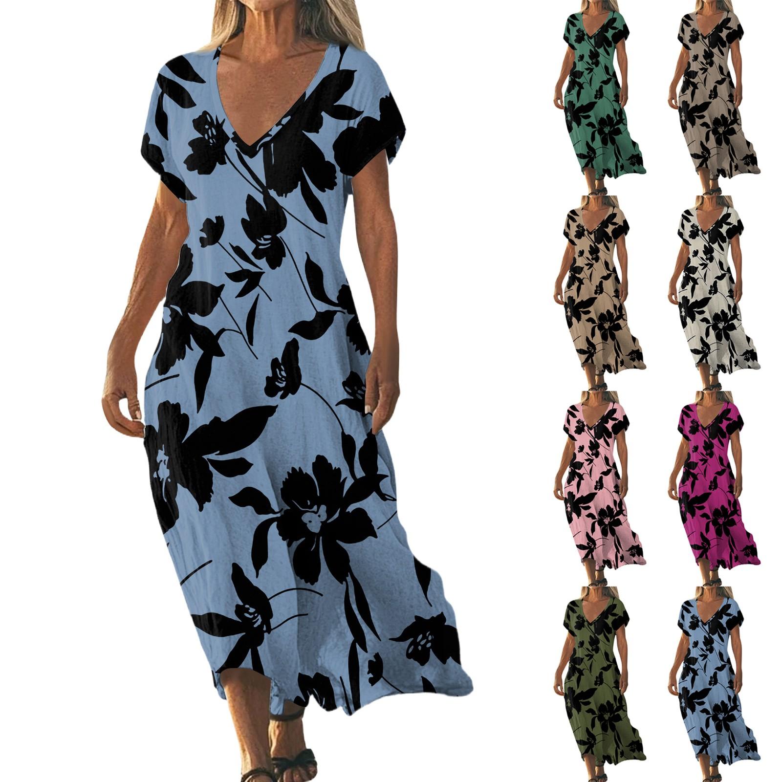 Summer Dress Women s Long Boho Beach Dress Elegant Maxi Dress V-Neck Short Sleeve Summer Tunic Dress Light Airy L
Summer Dress Women s Long Boho Beach Dress Elegant Maxi Dress V-Neck Short Sleeve Summer Tunic Dress Light Airy L