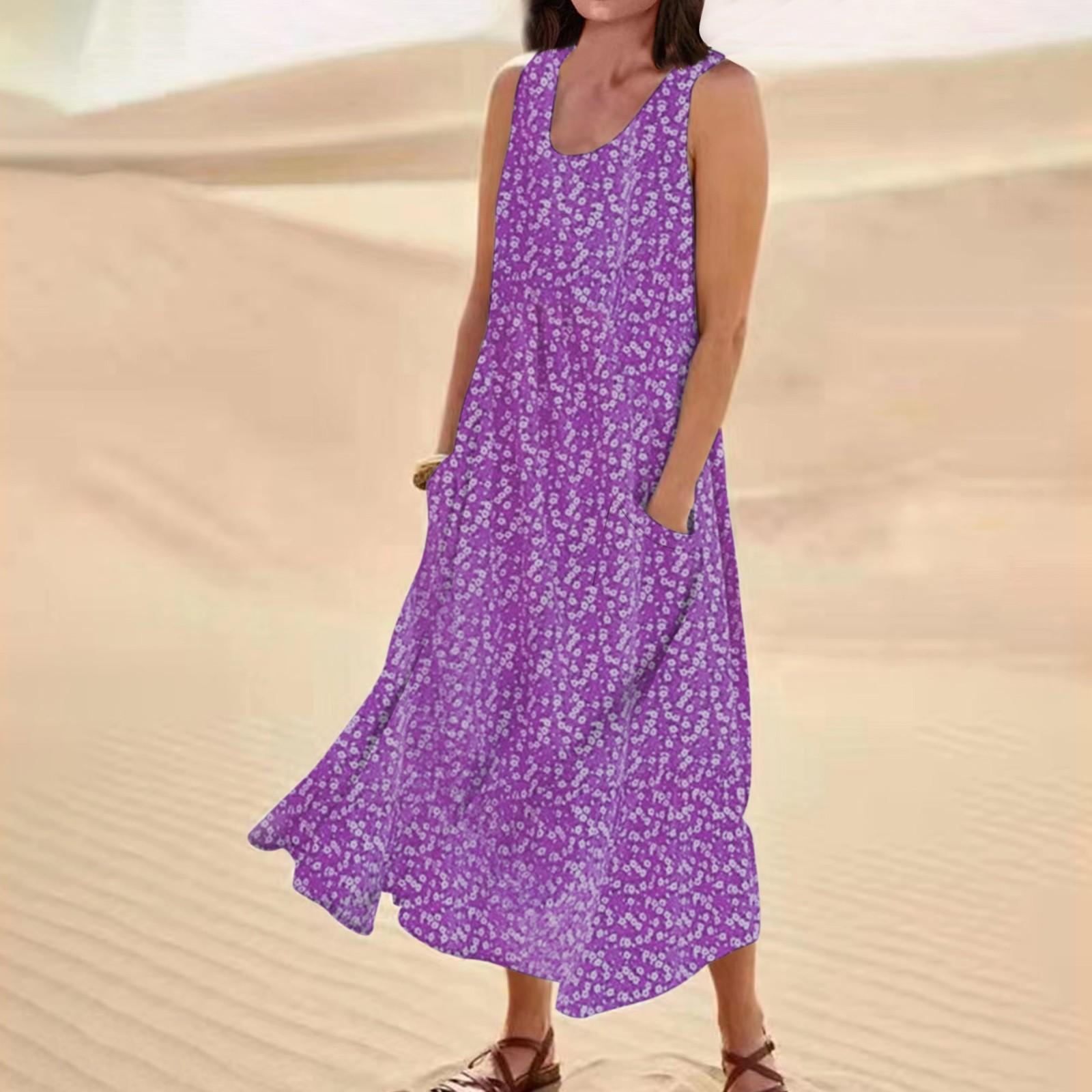 Women s Summer Round Neck Printed Sleeveless Large Swing Dress With Pockets XXXL фіолетовий
Women s Summer Round Neck Printed Sleeveless Large Swing Dress With Pockets XXXL фіолетовий