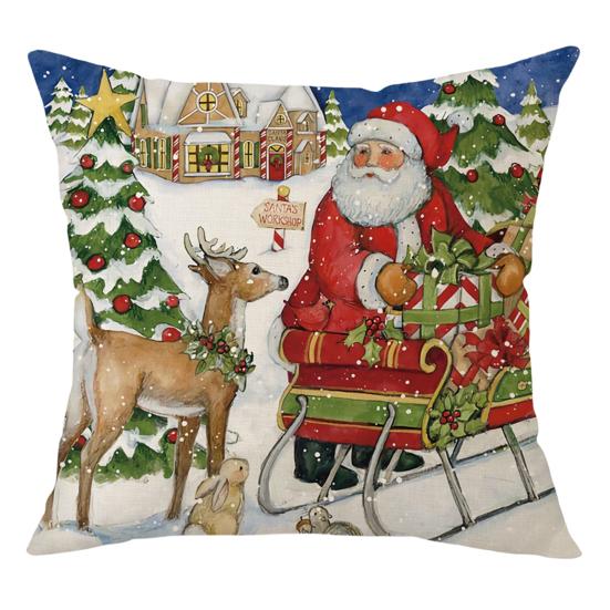 Чехол на подушку со скрытой молнией, декоративный яркий цвет, полезный чехол для подушки с рисунком снеговика, домашний фестивальный декор для автомобиля K