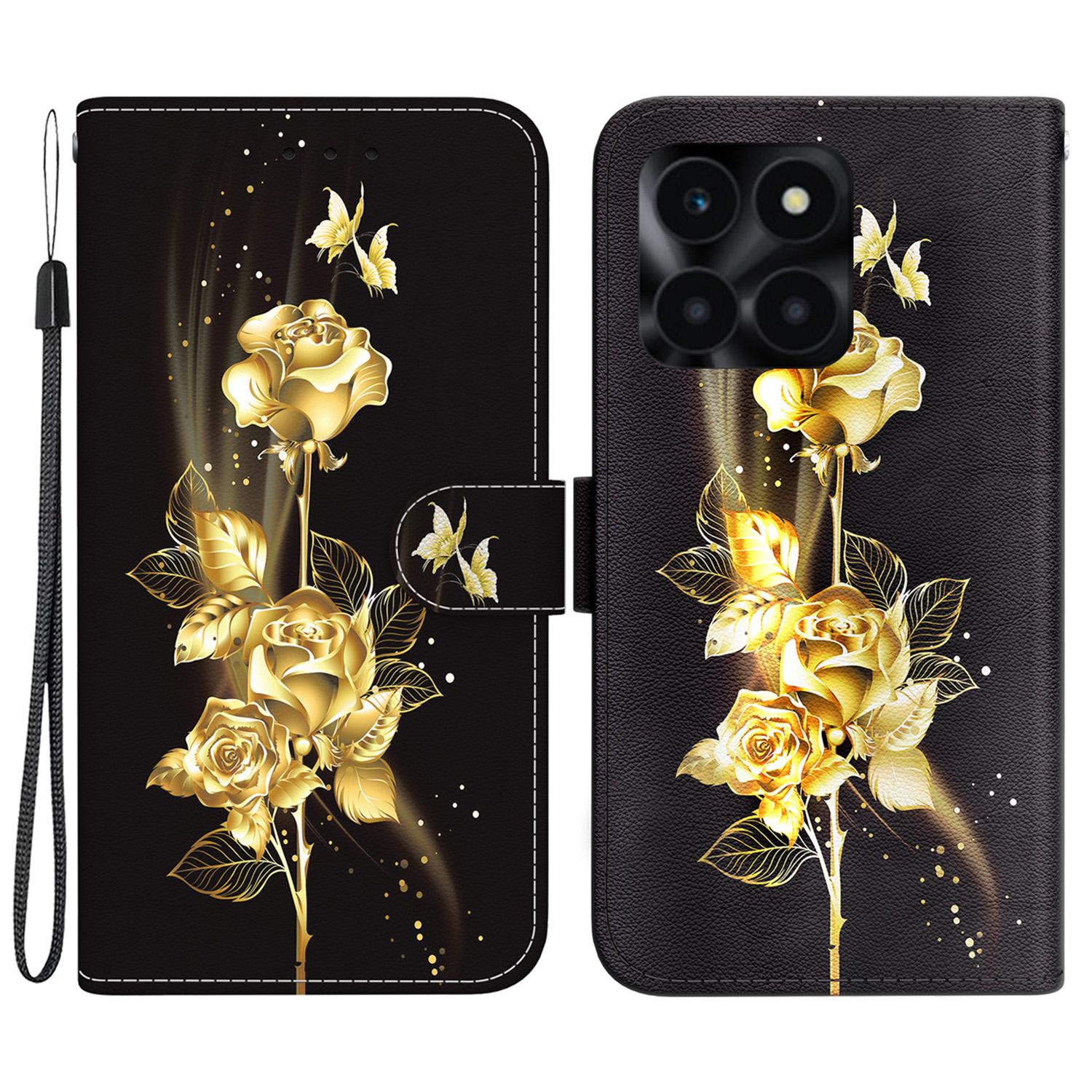 Для Honor X6a 4G шкіряний чохол з візерунком і накладкою гаманця Gold Butterfly Rose
Для Honor X6a 4G шкіряний чохол з візерунком і накладкою гаманця Gold Butterfly Rose