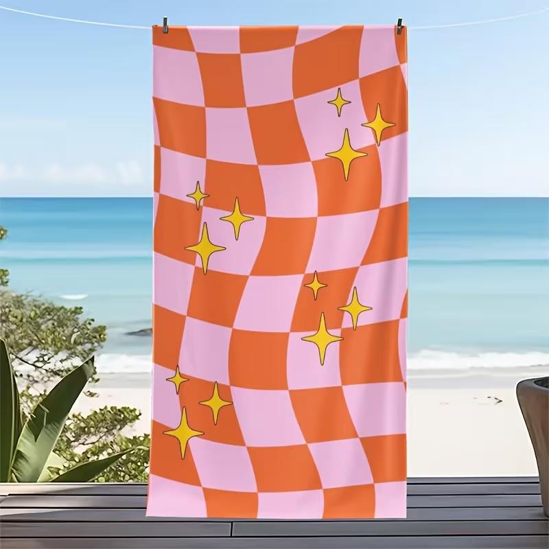Y2K Wavy Checkerboard Beach Towel Warped Grid Golden Star Print Soft Absorbent Quick Dry Towel for Beach Swimming W40*H60(CM)
Y2K Wavy Checkerboard Beach Towel Warped Grid Golden Star Print Soft Absorbent Quick Dry Towel for Beach Swimming W40*H60(CM)