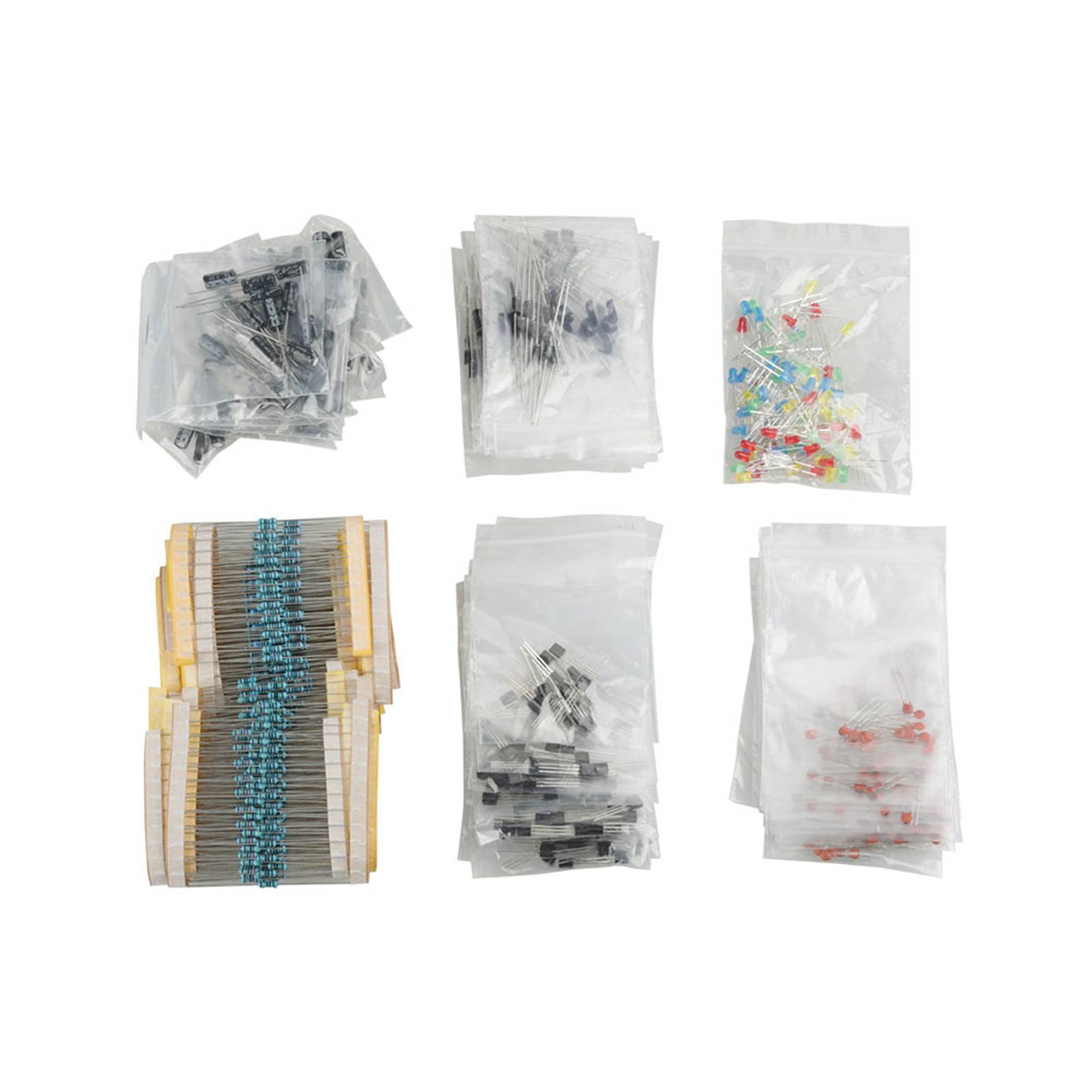 Electronic Components Set LED Diodes Transistor Electrolytic Capacitors Resistors Kit
Electronic Components Set LED Diodes Transistor Electrolytic Capacitors Resistors Kit