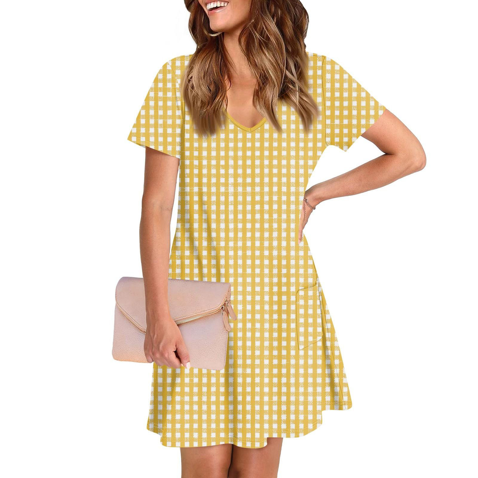 Женское повседневное и модное платье средней длины с V-образным вырезом и коротким рукавом с принтом XL жёлтый
Женское повседневное и модное платье средней длины с V-образным вырезом и коротким рукавом с принтом XL жёлтый