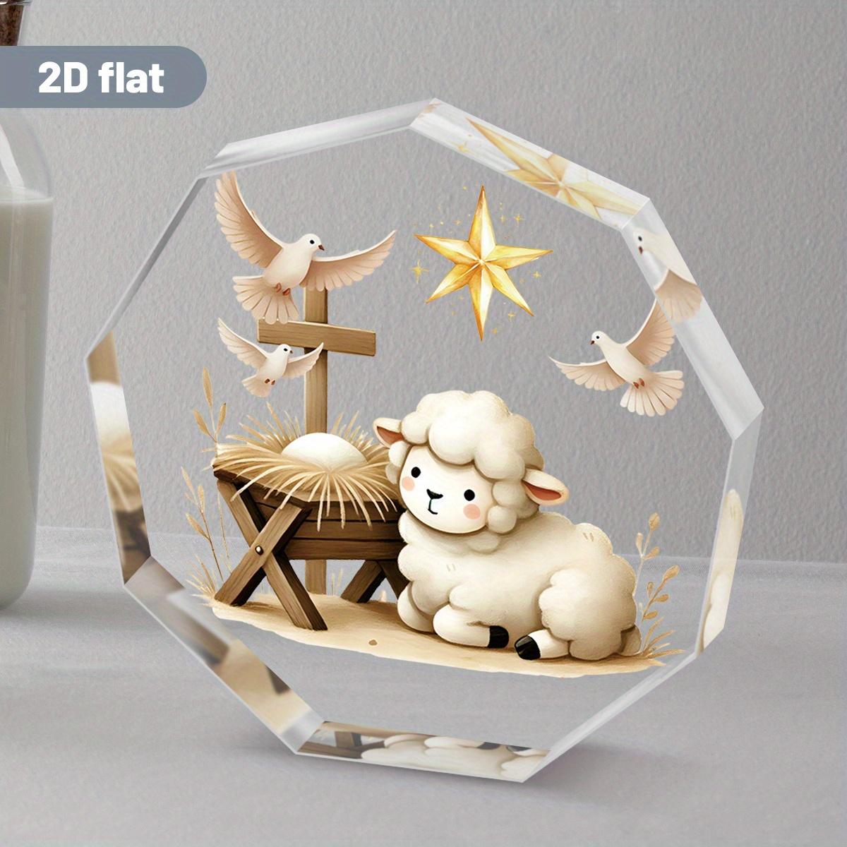 Faith Gift Acrylic Tabletop Ornament - Nativity Scene, Lamb Guarding The Stable Birth Holiday Decoration Ornament, Perfect for Believers Gift, Baptism 9*8.6cm
Faith Gift Acrylic Tabletop Ornament - Nativity Scene, Lamb Guarding The Stable Birth Holiday Decoration Ornament, Perfect for Believers Gift, Baptism 9*8.6cm