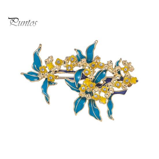 Женская брошь в форме растения со стразами, декорированная капающим маслом, винтажная противоскользящая прищепка для пальто, воротника, шляпы, шарфа, украшения для выпускного бала жёлтый