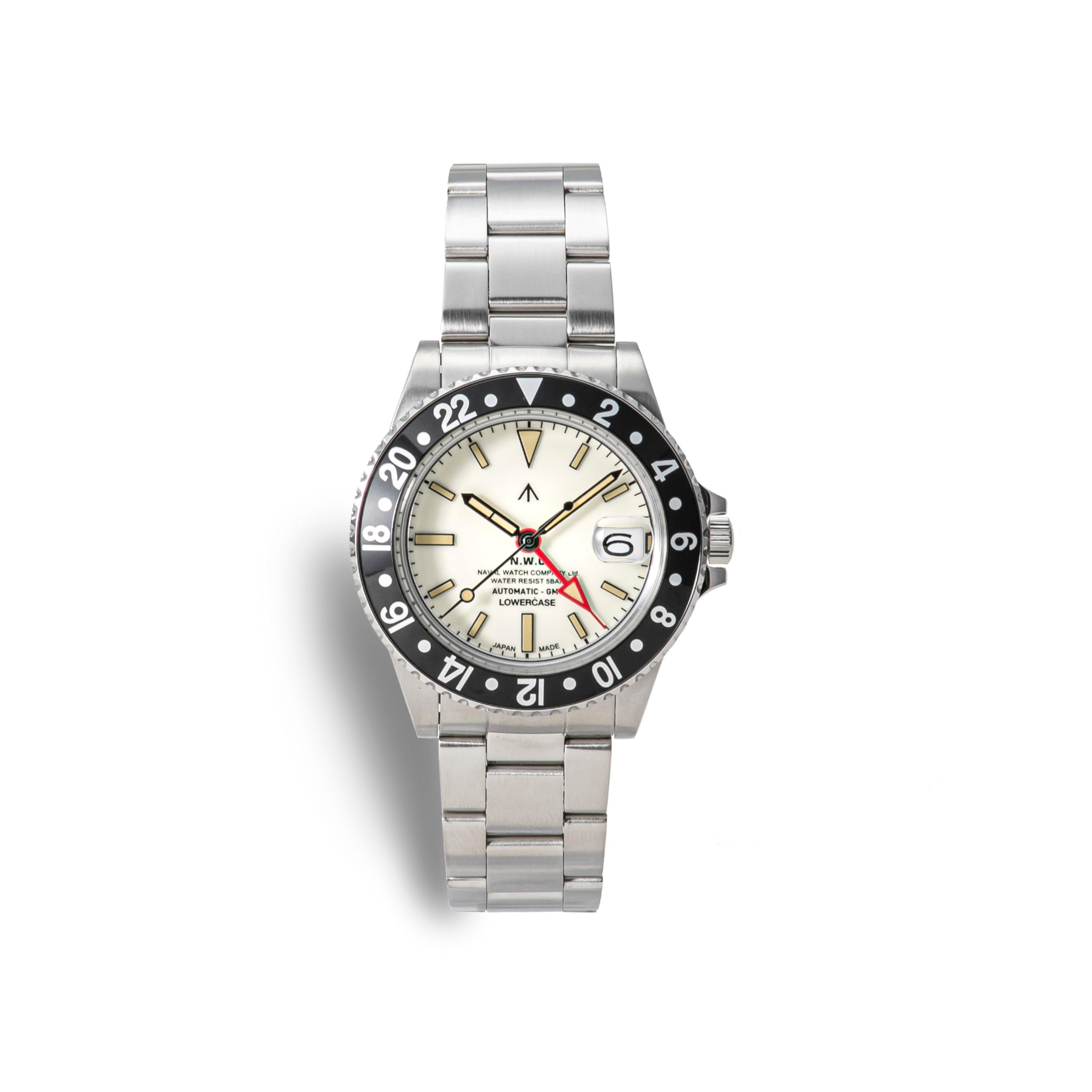 NAVAL WATCH Produced by GMT bezel 3 links metal band LOWERCASE:FRXD002 Ivory-White dial/BK / S/S
NAVAL WATCH Produced by GMT bezel 3 links metal band LOWERCASE:FRXD002 Ivory-White dial/BK / S/S