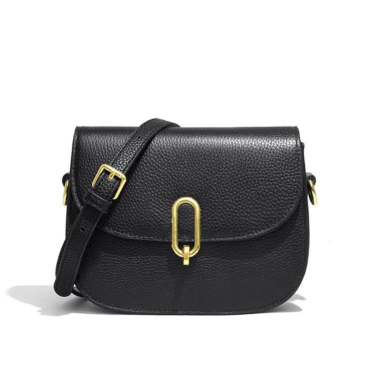 Кожаная маленькая сумка женская высококлассная текстура нишевая кожаная женская сумка подмышечная сумка-седло сумка на одно плечо сумка-мессенджер чёрный