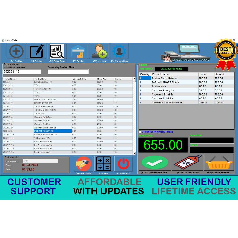 Point of Sales + Inventory System - Basic Version (Lifetime Access and User friendly)
Point of Sales + Inventory System - Basic Version (Lifetime Access and User friendly)