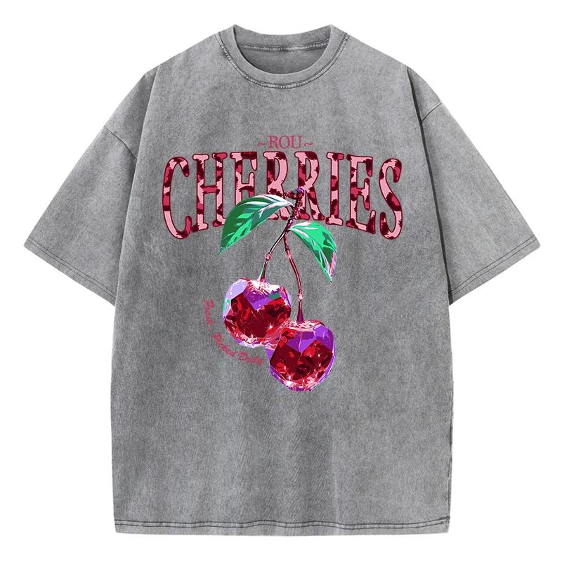Womens and Mens Same Style Crystal Cherry Washed Tshirt Printed Cotton Short Sleeve Summer Clothing S
Womens and Mens Same Style Crystal Cherry Washed Tshirt Printed Cotton Short Sleeve Summer Clothing S