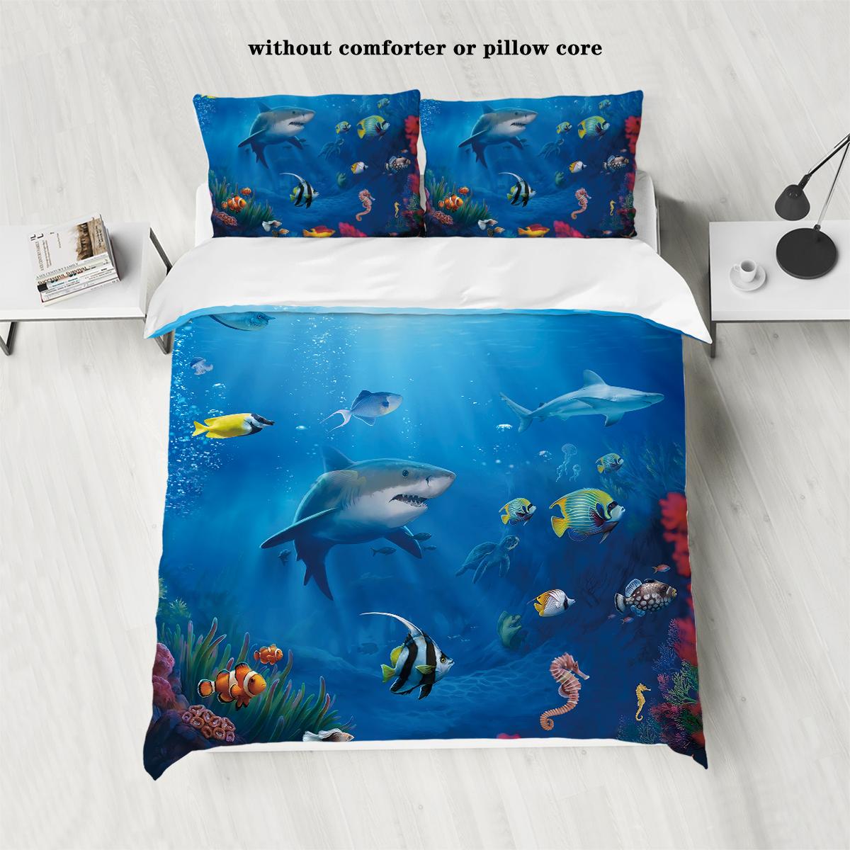 3-piece underwater shark starfish pattern printed down duvet cover (1 duvet cover+2 pillowcases, no core) bedding set 135x200cm-EU-Single
3-piece underwater shark starfish pattern printed down duvet cover (1 duvet cover+2 pillowcases, no core) bedding set 135x200cm-EU-Single