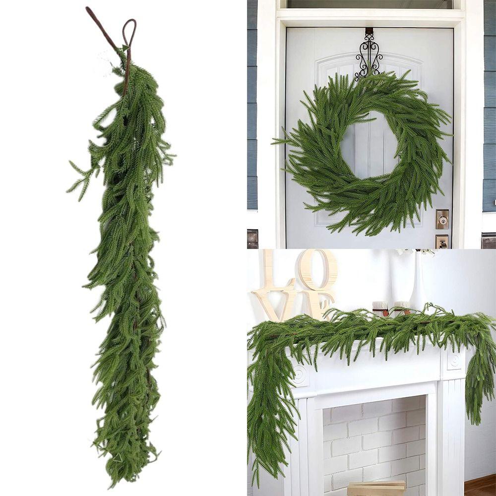 Fireplace Decoration Christmas Pine Wreath Green Cedar Greenery Rattan Festival Ornament 
Fireplace Decoration Christmas Pine Wreath Green Cedar Greenery Rattan Festival Ornament