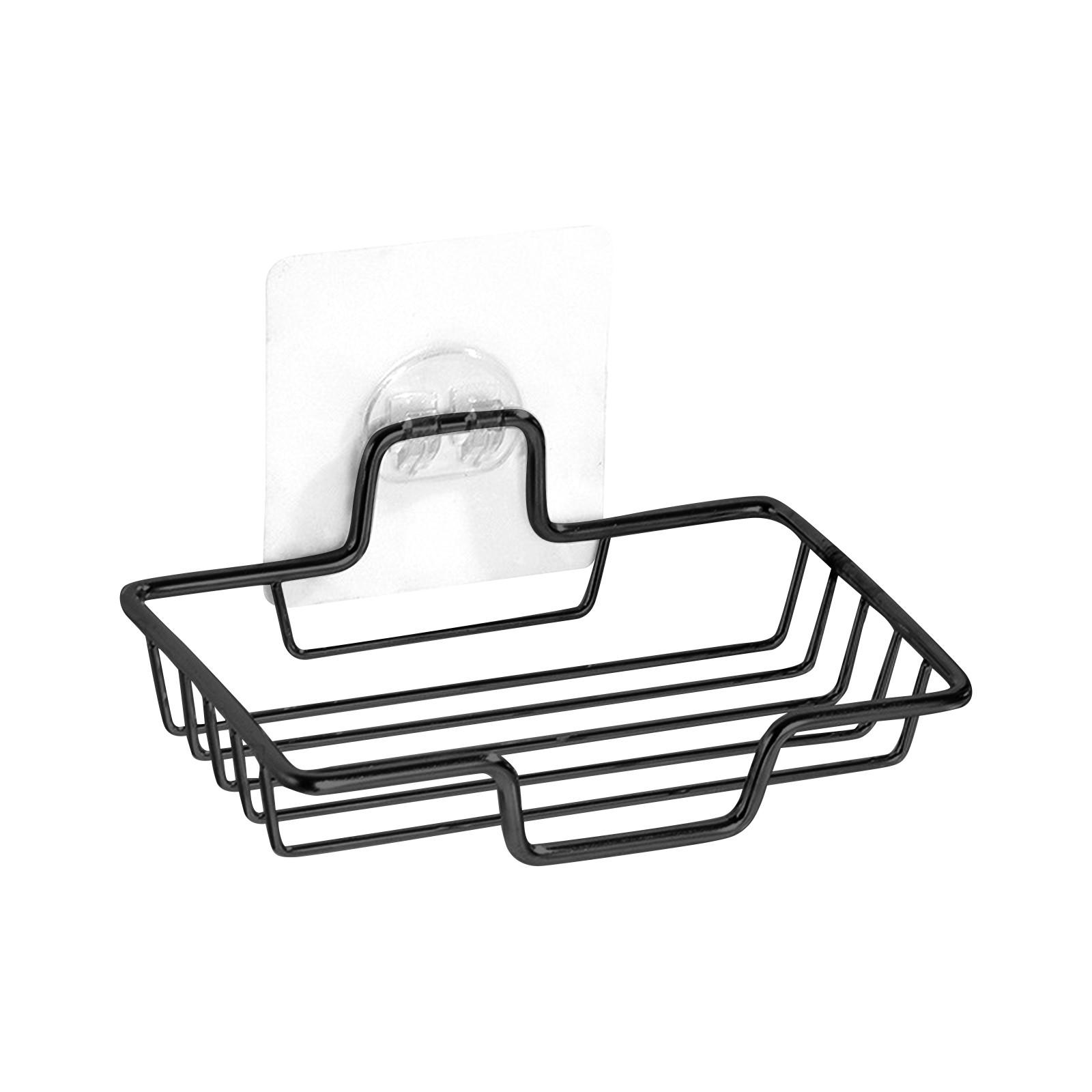 Мыльница на стене для душа, полка с защитным чехлом для мыла, мыльница из нержавеющей стали с клеем и 1 крючком One Size чёрный