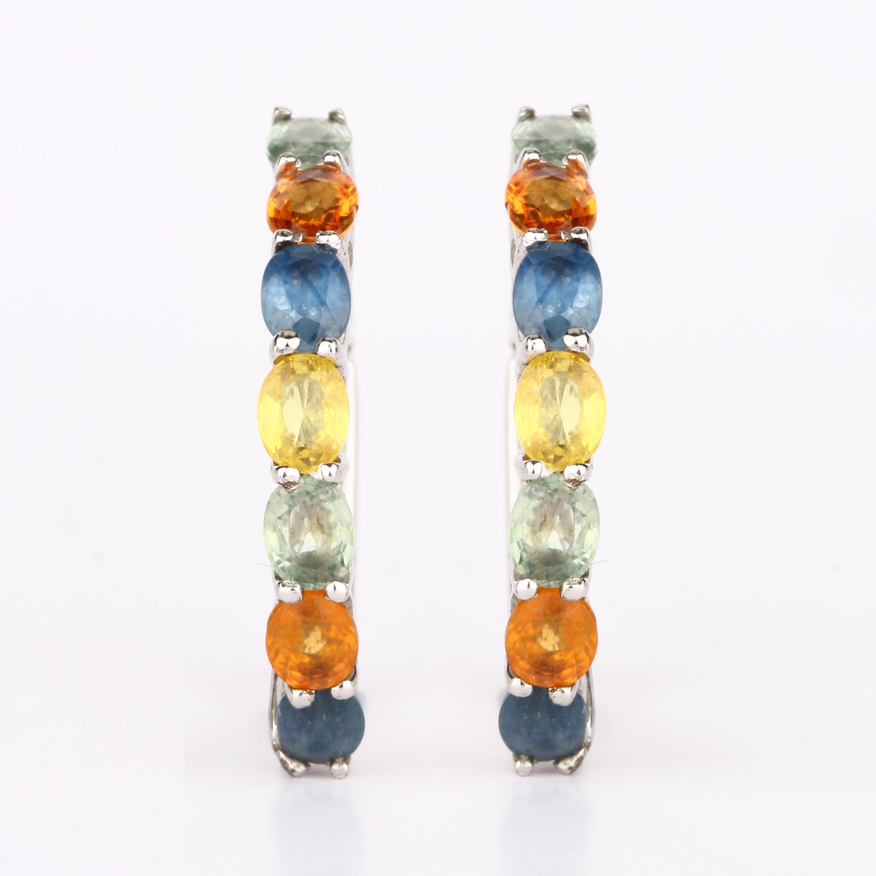 Natural Multi Color Sapphire Earrings 925 Sterling Silver Oval Fine Jewelry Gift for Her срібний
Natural Multi Color Sapphire Earrings 925 Sterling Silver Oval Fine Jewelry Gift for Her срібний