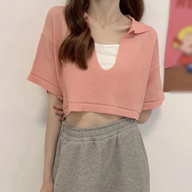 Летняя женская футболка с v-образным вырезом, свободная, повседневная, спортивная, с открытым пупком, вязаный топ с короткими рукавами, коричневый, один размер One Size
Летняя женская футболка с v-образным вырезом, свободная, повседневная, спортивная, с открытым пупком, вязаный топ с короткими рукавами, коричневый, один размер One Size