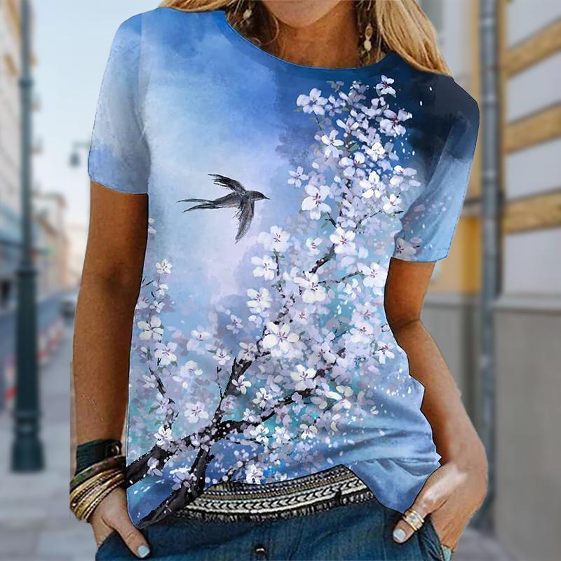 Women Summer T Shirt Trend Flower Print Retro Fashion Short Sleeve Tees Casual Printed Tops 8XL темно-синього кольору
Women Summer T Shirt Trend Flower Print Retro Fashion Short Sleeve Tees Casual Printed Tops 8XL темно-синього кольору