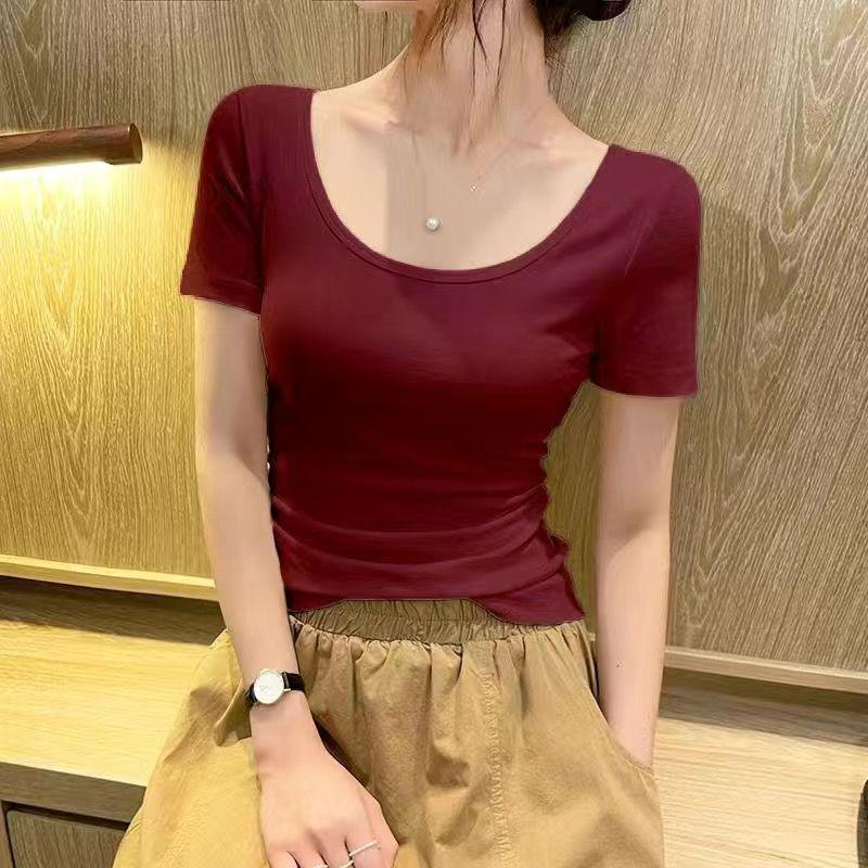 Women s Summer Korean Slim Fit U-Neck Solid Half Sleeve Modal T-Shirt S (70-85 jin) бордовый
Women s Summer Korean Slim Fit U-Neck Solid Half Sleeve Modal T-Shirt S (70-85 jin) бордовый