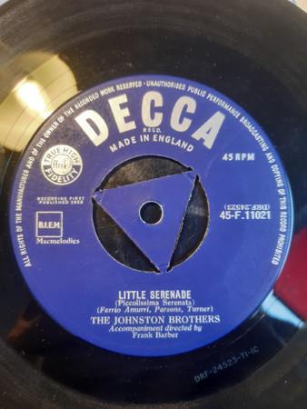 7inch Record JOHNSTON BROTHERS Little Serenade 45F11021 Decca 1958 UK Pop Used
7inch Record JOHNSTON BROTHERS Little Serenade 45F11021 Decca 1958 UK Pop Used