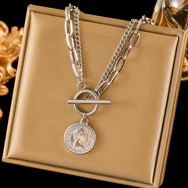 EILIECK 316L Stainless Steel Portrait Coin Pendant Necklace For Women Fashion Silver Color Neck Chain Waterproof Jewelry Gift
EILIECK 316L Stainless Steel Portrait Coin Pendant Necklace For Women Fashion Silver Color Neck Chain Waterproof Jewelry Gift