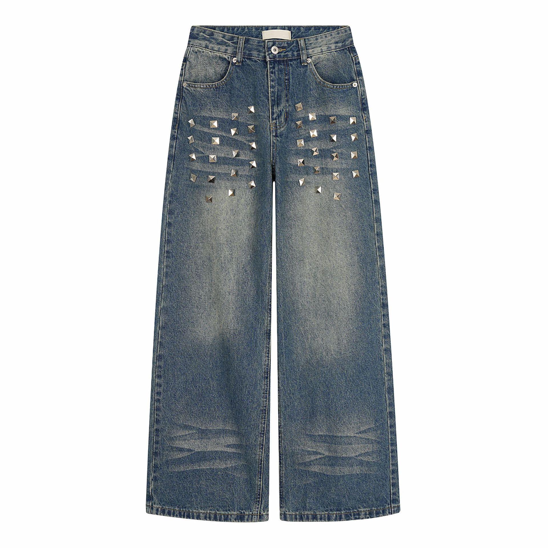 Unisex Retro Washed Wide-Leg Rivet Jeans: Loose, Trendy Floor-Length Pants Large синій
Unisex Retro Washed Wide-Leg Rivet Jeans: Loose, Trendy Floor-Length Pants Large синій