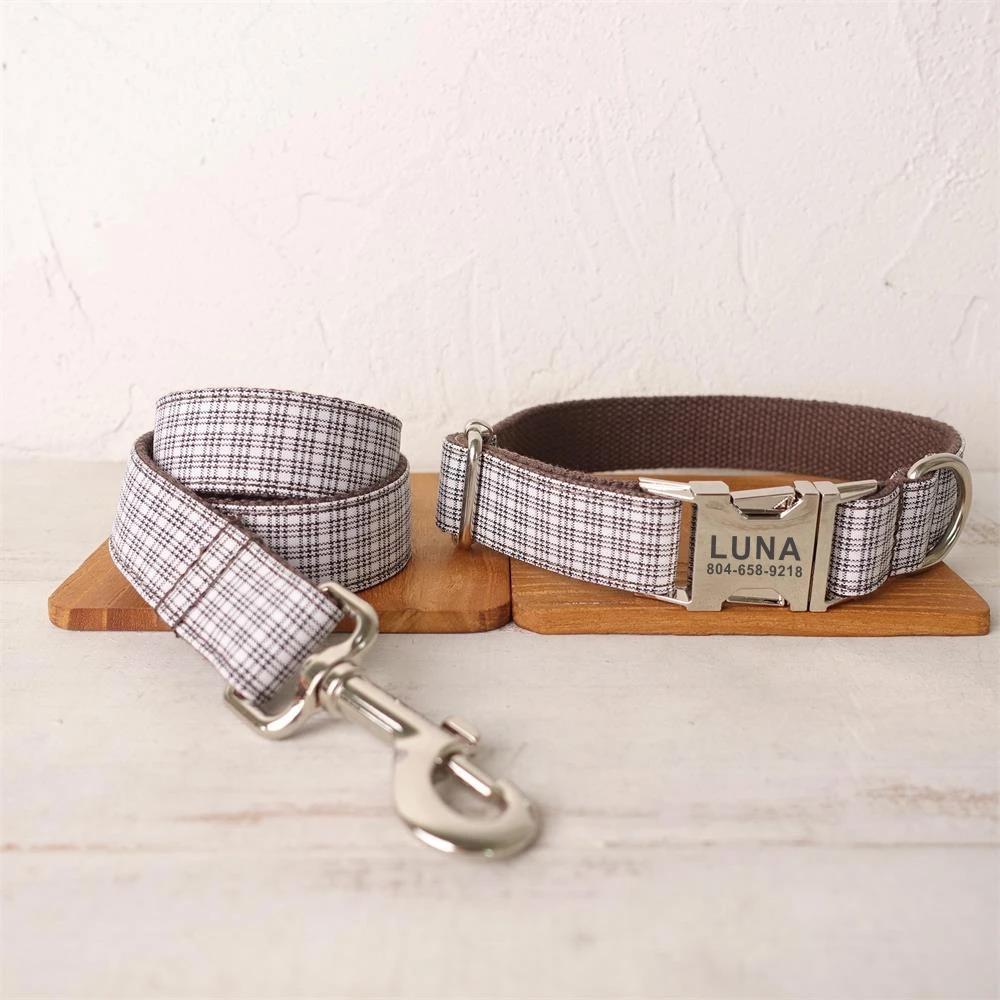 Personalized Dog Collar with Free Engraving, Matching Pet Leash,Customzied Contacts Metal Buckle,Brown White Plaid Pet Collar S
Personalized Dog Collar with Free Engraving, Matching Pet Leash,Customzied Contacts Metal Buckle,Brown White Plaid Pet Collar S