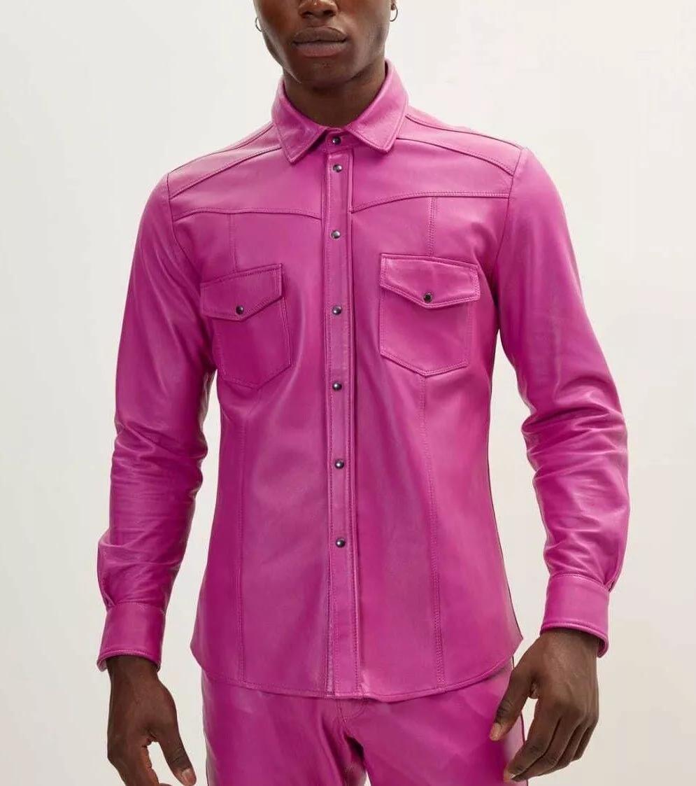 New Men Shirt Pink Stylish Handmade Real Leather Casual Lambskin Formal Party 3XL рожевий
New Men Shirt Pink Stylish Handmade Real Leather Casual Lambskin Formal Party 3XL рожевий