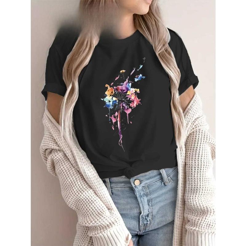 European sizes Women s Soft Pastel Beige T-Shirt - Lightweight Semi-Sheer Casual Everyday Top with Floral-like Dandelion print 4XL чорний
European sizes Women s Soft Pastel Beige T-Shirt - Lightweight Semi-Sheer Casual Everyday Top with Floral-like Dandelion print 4XL чорний