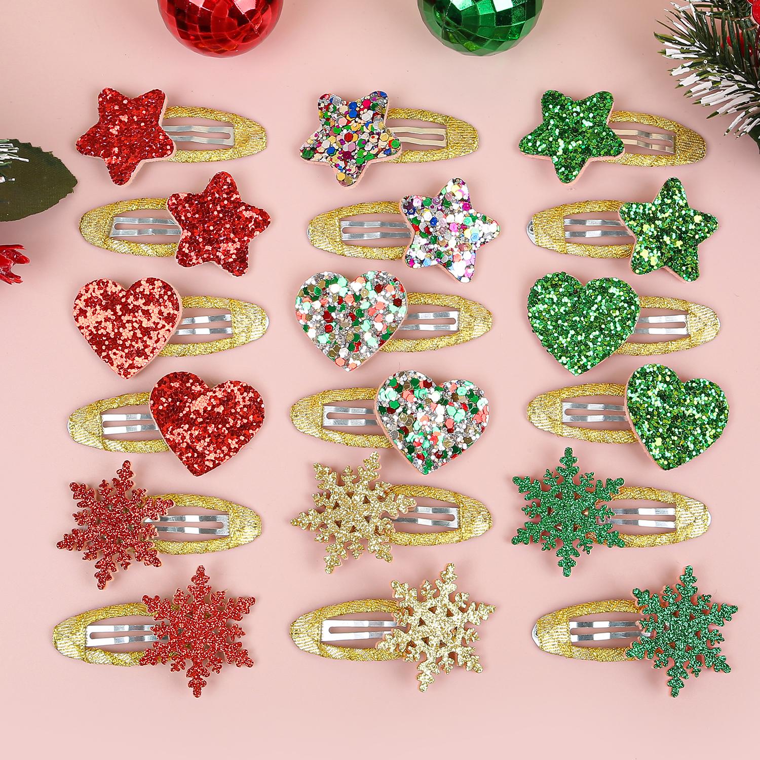 6/18Pcs Girls Christmas Star Hair Clips BB Hairpin Cartoon Heart Barrette Clips for Children Christmas Party Hair Accessories
6/18Pcs Girls Christmas Star Hair Clips BB Hairpin Cartoon Heart Barrette Clips for Children Christmas Party Hair Accessories