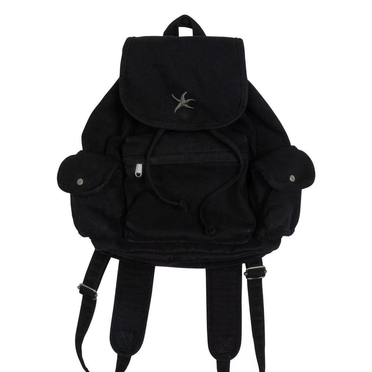 Korean Washed Vintage Denim Backpack, Starfish Multi Pocket Casual Backpack, Large Capacity Student Backpack чёрный
Korean Washed Vintage Denim Backpack, Starfish Multi Pocket Casual Backpack, Large Capacity Student Backpack чёрный
