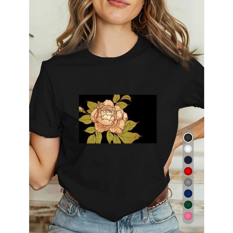 Womens Peach Blossom Leaf Print Tee Black White Floral Design Round Neck Short Sleeve Soft Machine Washable All Season Versatile Layering Casual 4XL чорний
Womens Peach Blossom Leaf Print Tee Black White Floral Design Round Neck Short Sleeve Soft Machine Washable All Season Versatile Layering Casual 4XL чорний