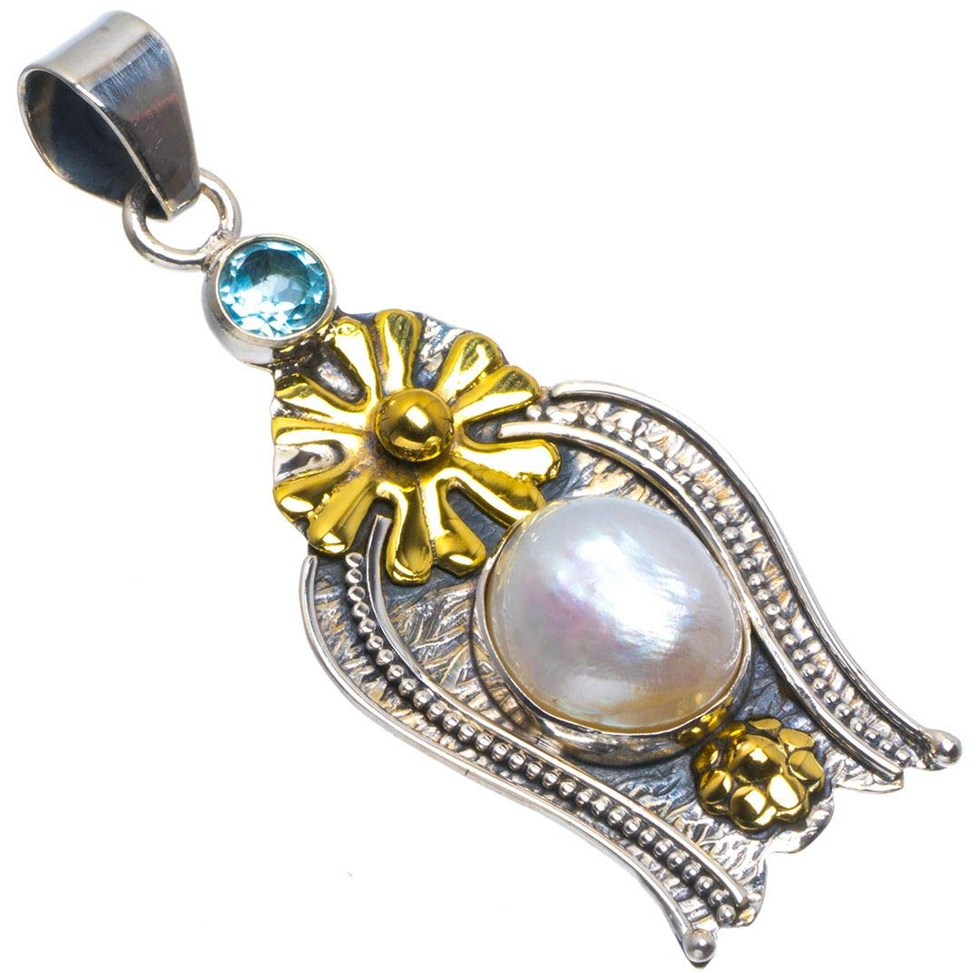 StarGems Natural Two Tones Biwa Pearl and Blue Topaz Handmade Unique 925 Sterling Silver Pendant 2 B3968
StarGems Natural Two Tones Biwa Pearl and Blue Topaz Handmade Unique 925 Sterling Silver Pendant 2 B3968