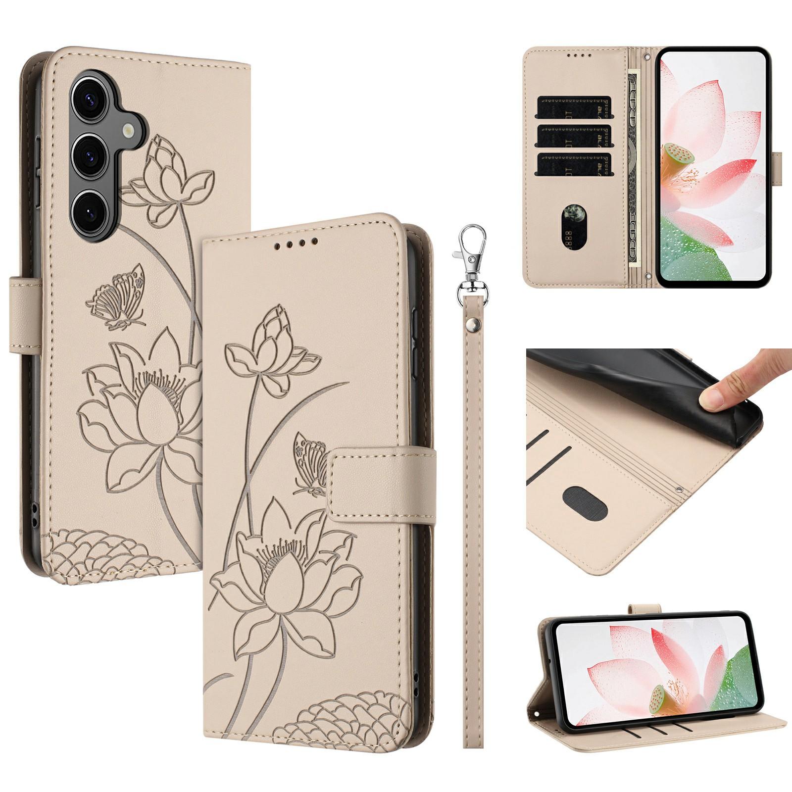 For Samsung Galaxy S25/S24 Case Wallet Stand Lotus Imprint Leather Phone Cover with Wrist Strap
For Samsung Galaxy S25/S24 Case Wallet Stand Lotus Imprint Leather Phone Cover with Wrist Strap