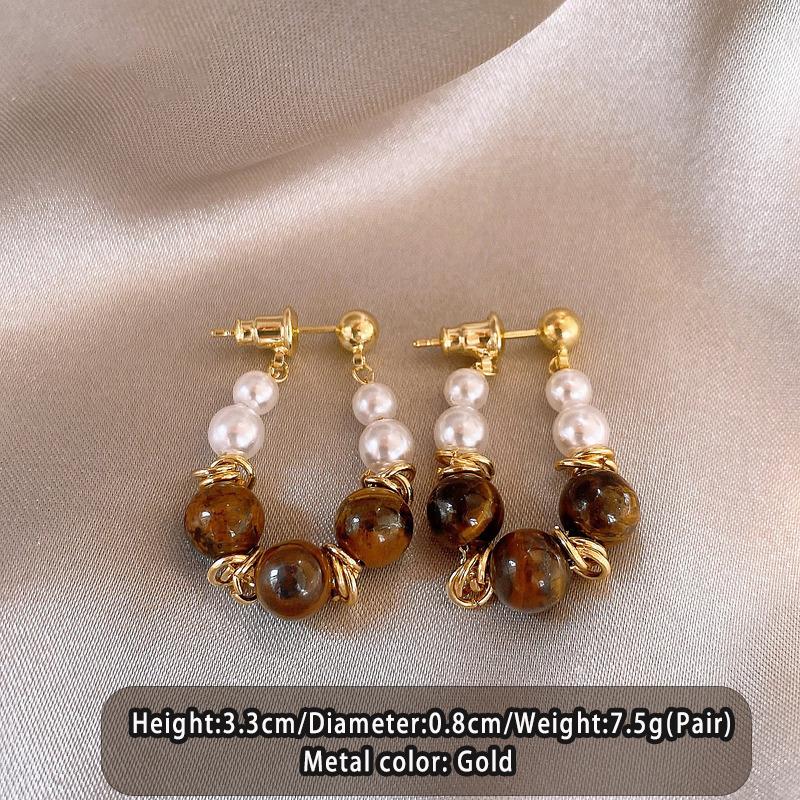 Mirad Design Pearl Tiger Eye Stone Bead Pendant Hanging Earrings For Womens Trendy Jewelry Christmas Party Unusual Accessories
Mirad Design Pearl Tiger Eye Stone Bead Pendant Hanging Earrings For Womens Trendy Jewelry Christmas Party Unusual Accessories