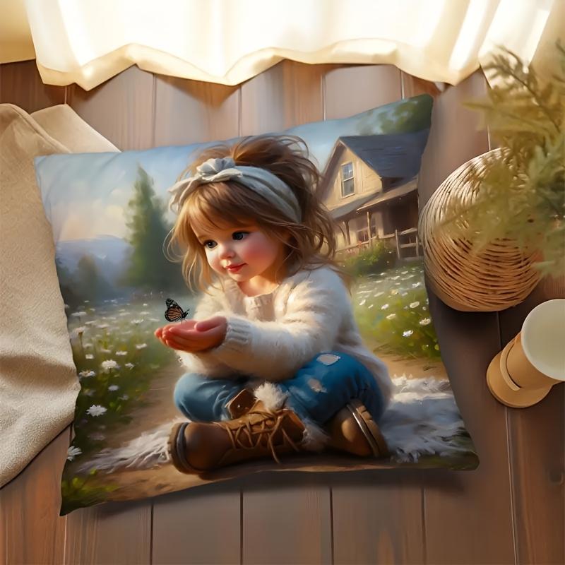 Little Girl with Butterfly Pillowcase Cute Child Cushion Cover Nature Scenery Throw Pillow Warm Home Decor Kids Room Decor 40cmx40cm
Little Girl with Butterfly Pillowcase Cute Child Cushion Cover Nature Scenery Throw Pillow Warm Home Decor Kids Room Decor 40cmx40cm