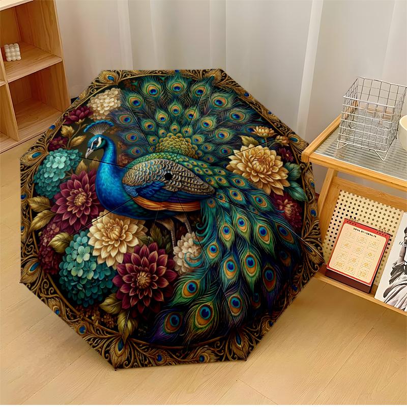 Ornate Peacock and Flowers Printed umbrella windproof folding umbrella portable sun and rain umbrella suitable for gifting
Ornate Peacock and Flowers Printed umbrella windproof folding umbrella portable sun and rain umbrella suitable for gifting