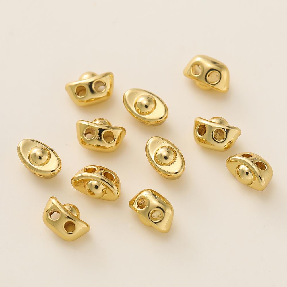 10Pcs/Pack 4*6mm 18K Gold Color Plated Double Hole Yuanbao Charms Beads for Handmade DIY Necklace Jewelry Making Accessories
10Pcs/Pack 4*6mm 18K Gold Color Plated Double Hole Yuanbao Charms Beads for Handmade DIY Necklace Jewelry Making Accessories