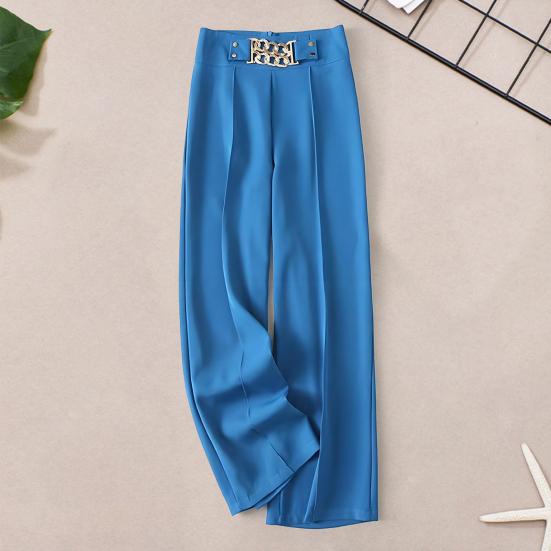 Women Suit Pants High Waist Straight Wide Leg Long Pants with Pockets Solid Color Chain Decor Elastic Waist Casual Trousers M зелений
Women Suit Pants High Waist Straight Wide Leg Long Pants with Pockets Solid Color Chain Decor Elastic Waist Casual Trousers M зелений