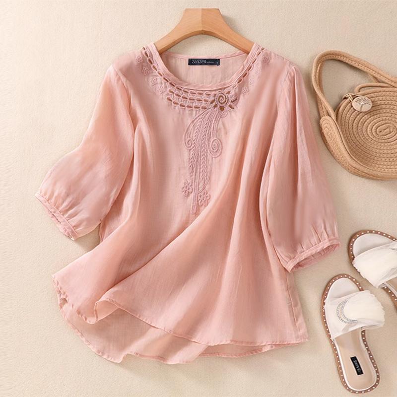 ZANZEA Женская повседневная свободная блузка с круглым вырезом и рукавами 3/4 с вышивкой 5XL розовый
ZANZEA Женская повседневная свободная блузка с круглым вырезом и рукавами 3/4 с вышивкой 5XL розовый