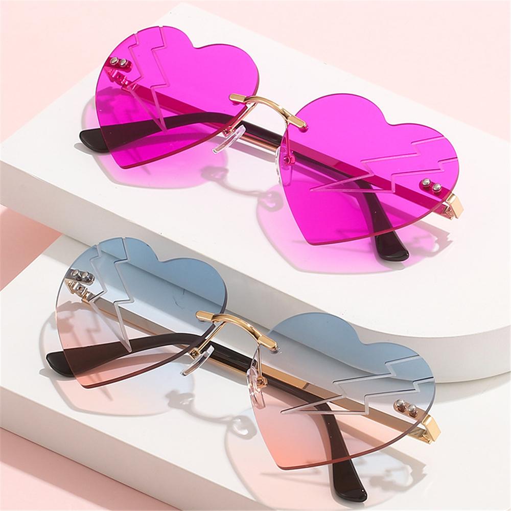 Frameless Lightning Heart Sunglasses Cut-Edge Gradient Heart Shades for Women & Men Gold-Blue
Frameless Lightning Heart Sunglasses Cut-Edge Gradient Heart Shades for Women & Men Gold-Blue