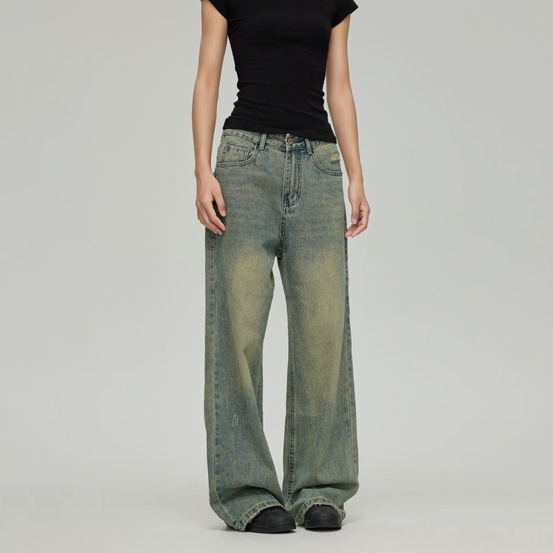 Black of Exit American-Style Washed Yellow Basic Trousers, Loose Casual Floor-Length Drapey High-Street Jeans Yellowish Blue 2XL
Black of Exit American-Style Washed Yellow Basic Trousers, Loose Casual Floor-Length Drapey High-Street Jeans Yellowish Blue 2XL