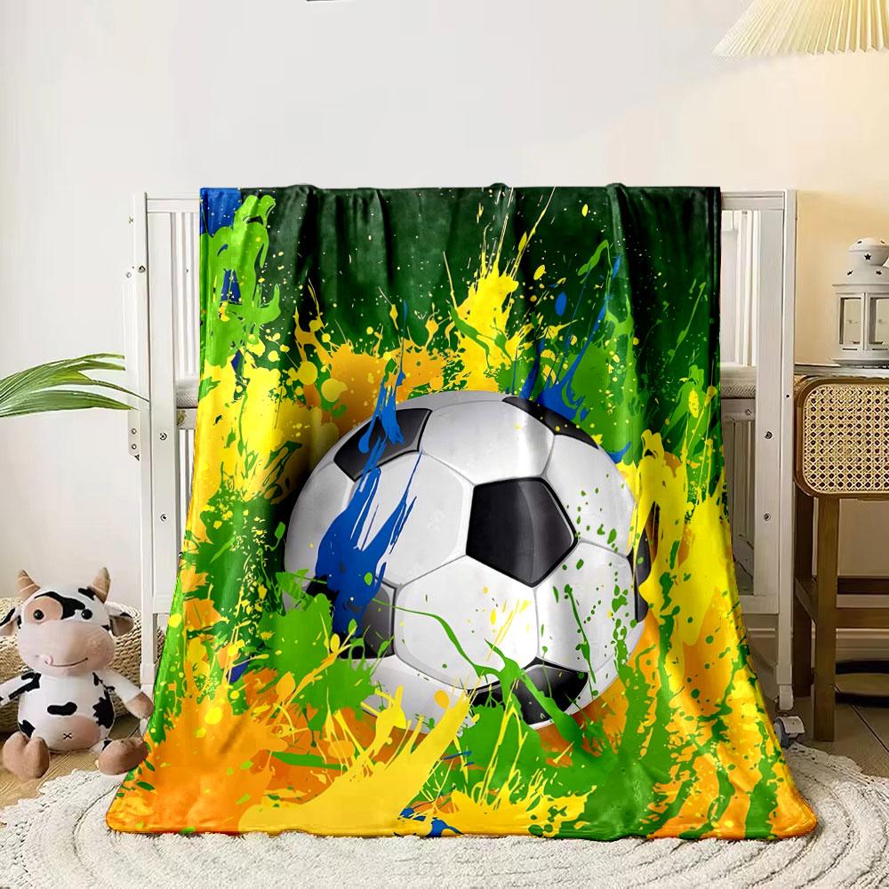 A soccer ball surrounded by dynamic splashes of yellow, green, and blue. for all seasons blanket lunch break throw gift 80cm x 120cm
A soccer ball surrounded by dynamic splashes of yellow, green, and blue. for all seasons blanket lunch break throw gift 80cm x 120cm
