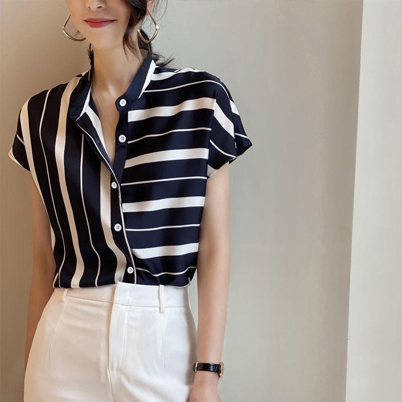 Women s Short Sleeved Chiffon Shirt Top Women s Summer Irregular Striped Shirt 3XL
Women s Short Sleeved Chiffon Shirt Top Women s Summer Irregular Striped Shirt 3XL