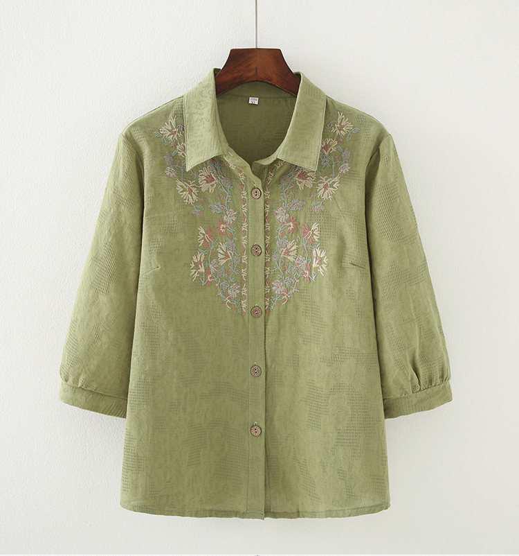 Mom s Floral Embroidered Cotton Lapel Shirt - Stylish Lightweight Cardigan for Middle-Aged & Elderly Women 5XL: 155-180 jin
Mom s Floral Embroidered Cotton Lapel Shirt - Stylish Lightweight Cardigan for Middle-Aged & Elderly Women 5XL: 155-180 jin