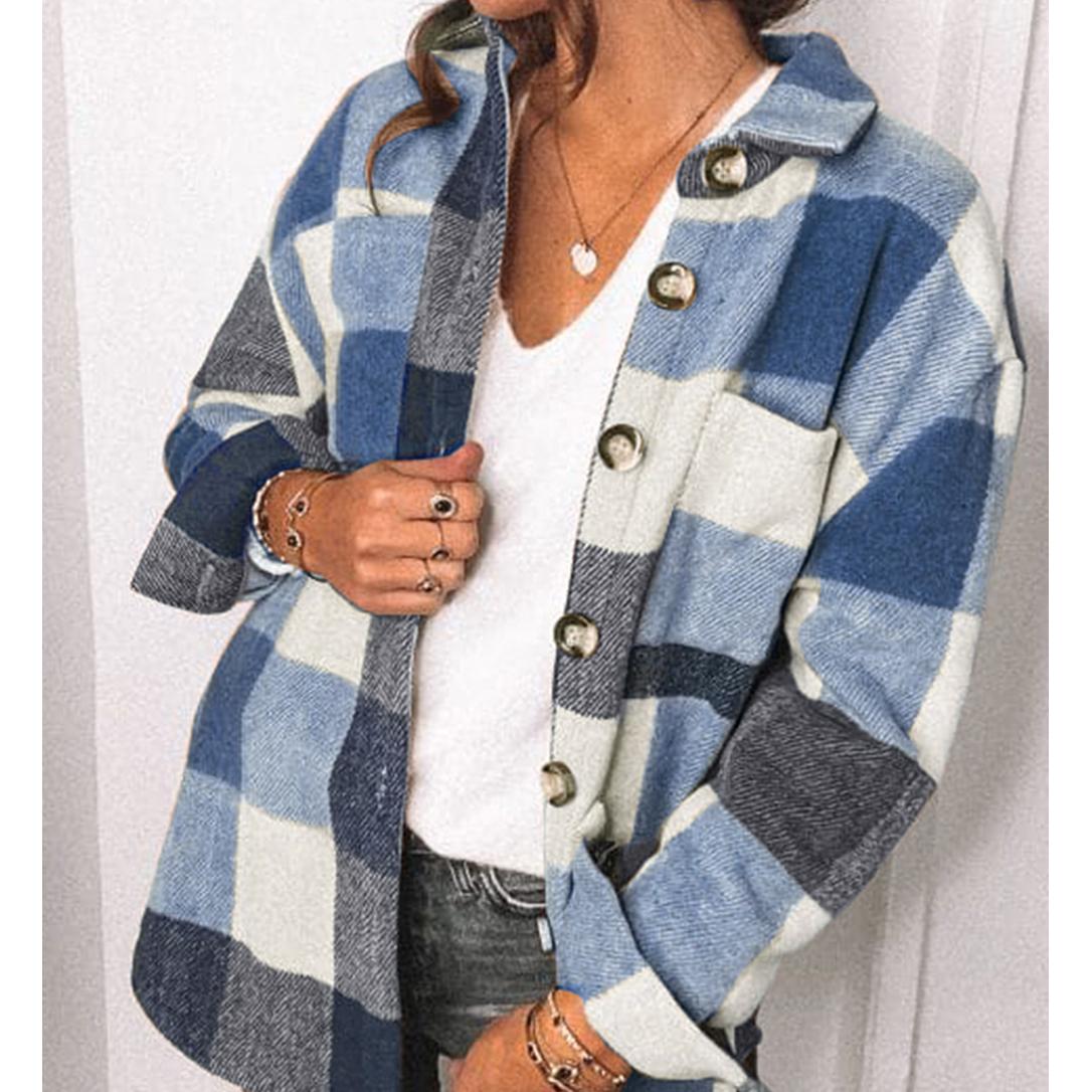 Зима-осень женская мода в клетку с принтом и пуговицами, свободная карманная куртка L синий
Зима-осень женская мода в клетку с принтом и пуговицами, свободная карманная куртка L синий