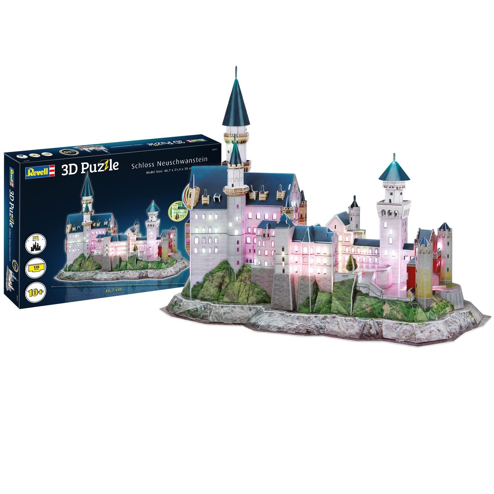 Revell Schloss Neuschwanstein Castle LED Light Up Large 3D Puzzle для взрослых и детей в возрасте от 10 лет, сборка из 128 деталей, 10+ -
Revell Schloss Neuschwanstein Castle LED Light Up Large 3D Puzzle для взрослых и детей в возрасте от 10 лет, сборка из 128 деталей, 10+ -
