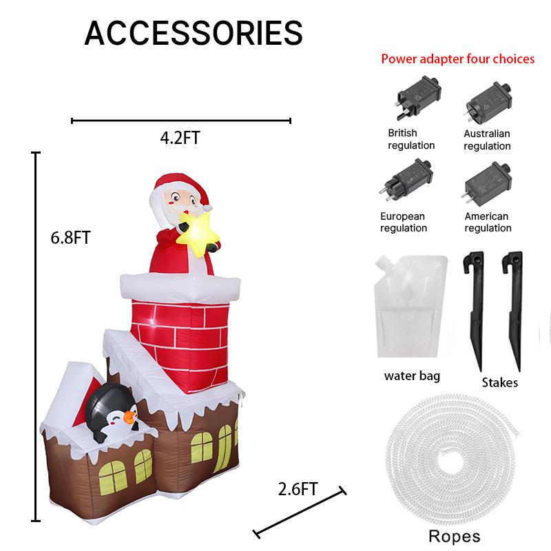 6.89FT Inflatable Toy Santa Claus Penguin House Chimney with LED Holiday Gifts Xmas Decorations for Yard Supplies Home Ornaments RU
6.89FT Inflatable Toy Santa Claus Penguin House Chimney with LED Holiday Gifts Xmas Decorations for Yard Supplies Home Ornaments RU