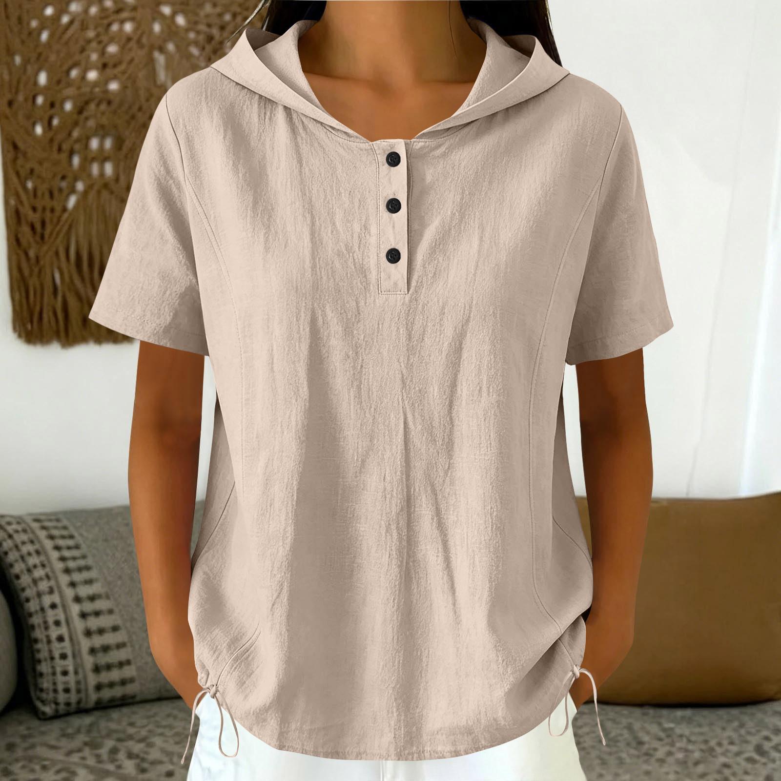 Women Short Sleeve Button Down Drawstring Hem Hooded Blouse Rayon Linen Blend Top with Cap Sleeves and Pleated Detail Shirt XL
Women Short Sleeve Button Down Drawstring Hem Hooded Blouse Rayon Linen Blend Top with Cap Sleeves and Pleated Detail Shirt XL