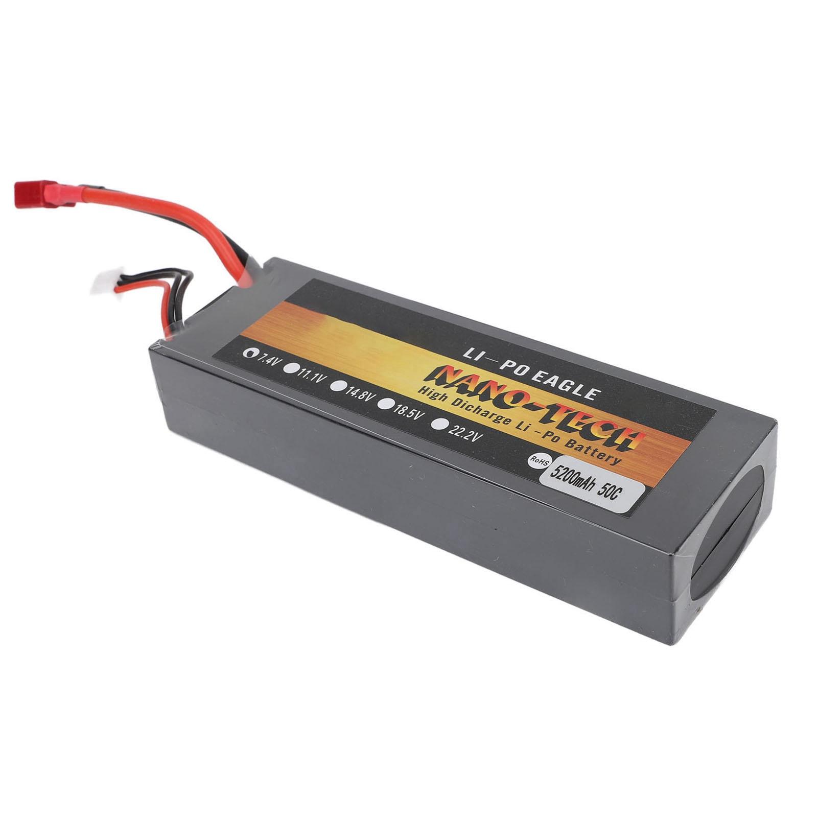 7.4V Lipo Battery 5200mAh 2S 50C Hard Case Lithium Polymer Battery with T Plug for 1/8 1/10 RC Cars Trucks
7.4V Lipo Battery 5200mAh 2S 50C Hard Case Lithium Polymer Battery with T Plug for 1/8 1/10 RC Cars Trucks