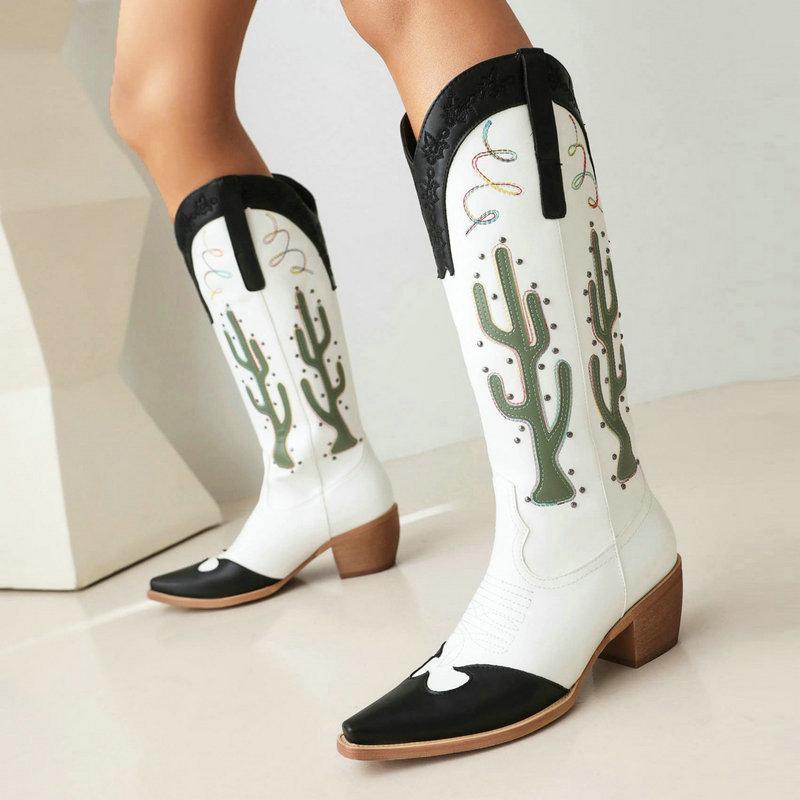 New Fashion Thick Heel Pointed Embroidered Long Western Denim Boots
New Fashion Thick Heel Pointed Embroidered Long Western Denim Boots