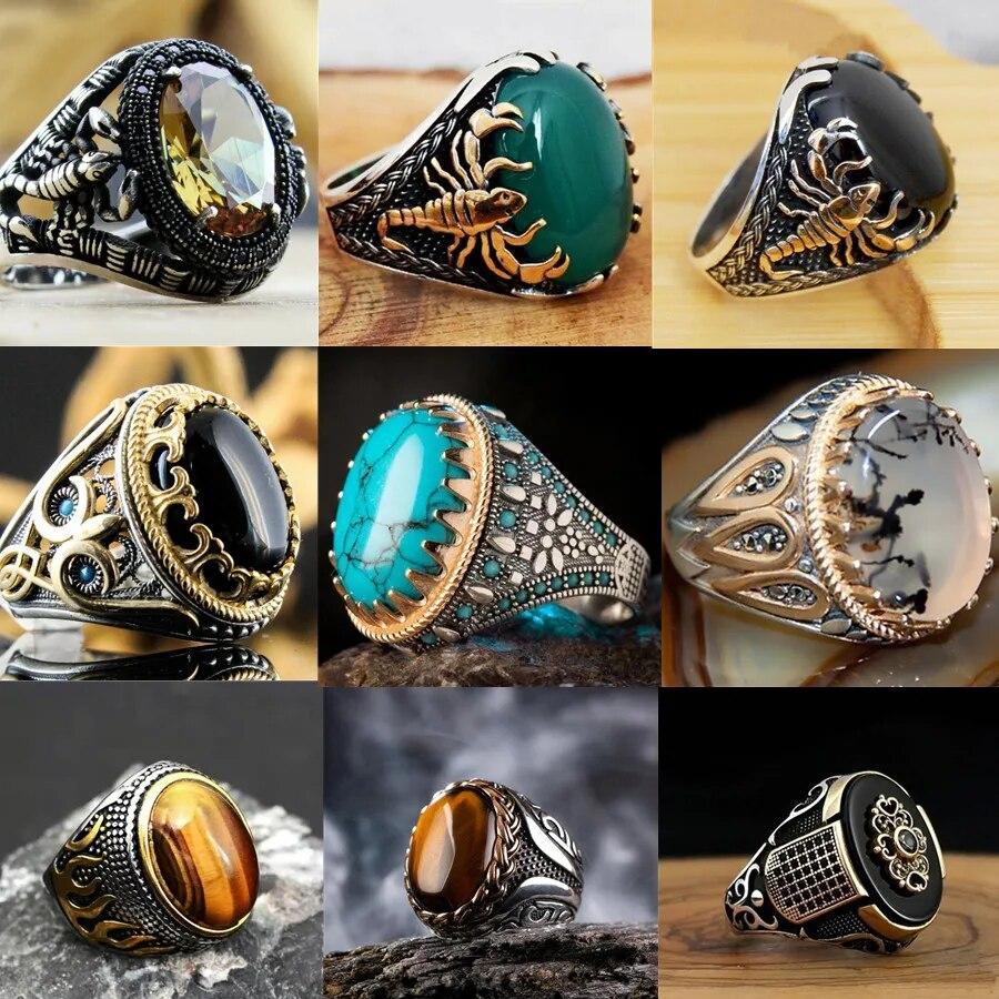 Handmade Turkish Jewelry Big Oval Natural Turquoise Stone Rings For Men Retro Green Red Blue Zircon Wedding Rings For Women
Handmade Turkish Jewelry Big Oval Natural Turquoise Stone Rings For Men Retro Green Red Blue Zircon Wedding Rings For Women